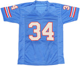 HOUSTON OILERS EARL CAMPBELL AUTOGRAPHED BLUE JERSEY BECKETT BAS QR 237061