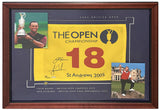 Tiger Woods / Jack Nicklaus Autographed Framed 2005 British Open Flag UDA LE 100