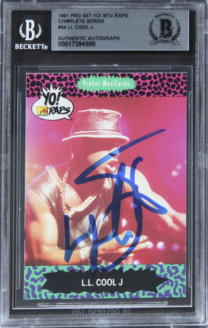 L.L. Cool J Signed 1991 Pro Set Yo! MTV Raps Complete Series #44 Card BAS Slab