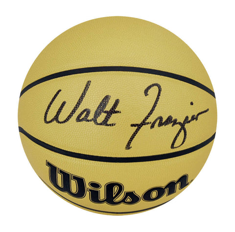Walt Frazier (KNICKS) Signed Wilson Gold Full Size NBA Basketball (SCHWARTZ COA)