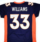 Javonte Williams Autographed Blue Pro Style Jersey- Beckett W Hologram *Black