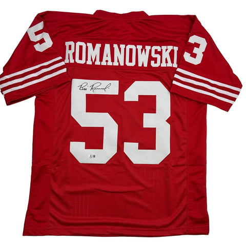 Autographed/Signed Bill Romanowski San Francisco Red Jersey Beckett BAS COA
