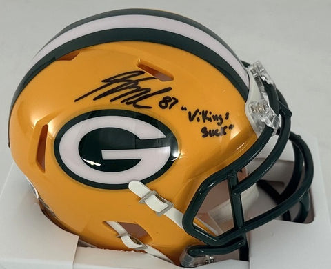 Packers JORDY NELSON Signed Riddell Speed Mini Helmet AUTO w/ Vikings Suck - BAS