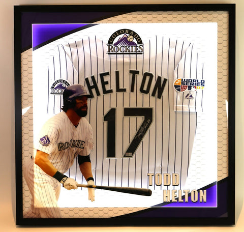 Todd Helton Autographed Jersey Inscribed HOF '24 Framed Lighted Shadowbox