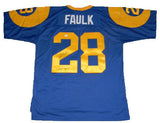 MARSHALL FAULK SIGNED AUTOGRAPHED ST LOUIS RAMS #28 MITCHELL & NESS JERSEY JSA