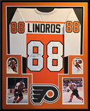 FRAMED PHILADELPHIA FLYERS ERIC LINDROS AUTOGRAPHED INSCRIBED JERSEY JSA COA