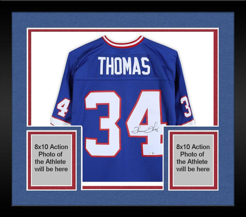 Framed Thurman Thomas Buffalo Bills Signed Mitchell & Ness Blue Replica Jersey