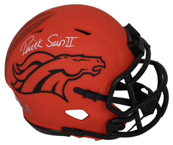 Patrick Surtain II Autographed Denver Broncos 'RAVE' Mini Speed Helmet Beckett