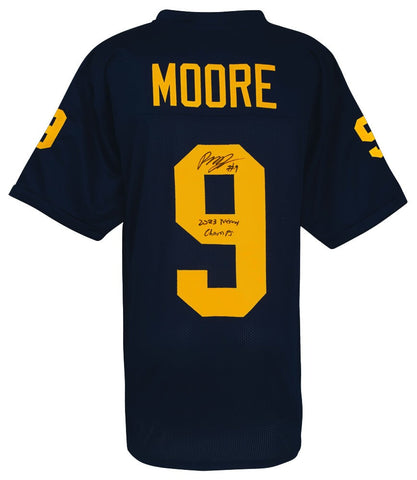 Rod Moore (MICHIGAN) Signed Navy Custom College Football Jersey - (SCHWARTZ COA)