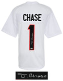 Ja'Marr Chase (BENGALS) Signed White Custom Football Jersey - (SCHWARTZ COA)