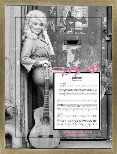 Dolly Parton 25"x25" Photo With Replica Commemorative Sheet Music and 3D Frame