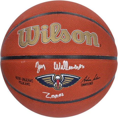 Zion Williamson Pelicans Signed Wilson Team Logo Basketball w/"Zanos" Insc