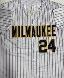 WILLIAM CONTRERAS Signed Custom Replica Brewers Pinstripe Jersey AUTO - BAS