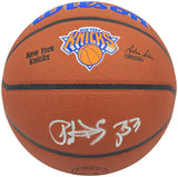 PATRICK EWING AUTOGRAPHED COMPOSITE KNICKS LOGO BASKETBALL BECKETT 236549