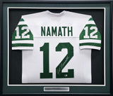 Jets Joe Namath Autographed Framed White Jersey (Chip) Beckett Witness #W175526