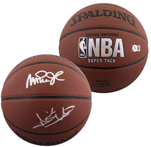 Magic Johnson & Isiah Thomas Signed Spalding Basketball BAS Witnessed #2W688450