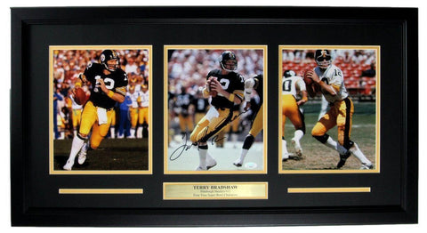 Terry Bradshaw HOF Steelers Signed 8x10 Photo Collage Framed JSA 163479