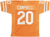 TEXAS LONGHORNS EARL CAMPBELL AUTOGRAPHED ORANGE JERSEY BECKETT BAS QR 237083
