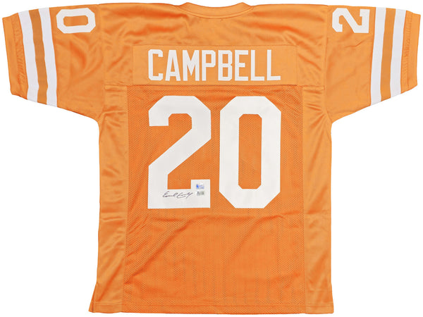 TEXAS LONGHORNS EARL CAMPBELL AUTOGRAPHED ORANGE JERSEY BECKETT BAS QR 237083