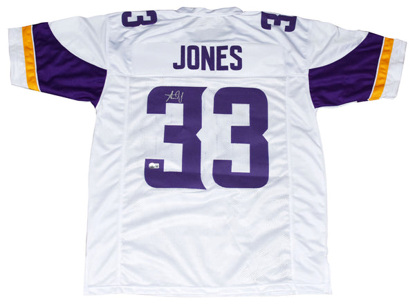 AARON JONES AUTOGRAPHED SIGNED MINNESOTA VIKINGS #33 WHITE JERSEY BECKETT