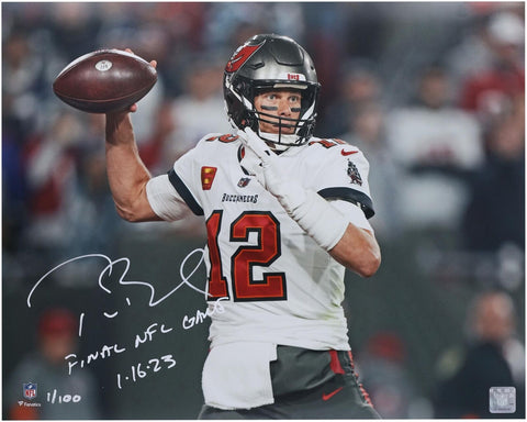 Tom Brady Buccaneers Signed 16x20 Final NFL Game Photo w/Game Insc-#1 of LE 100