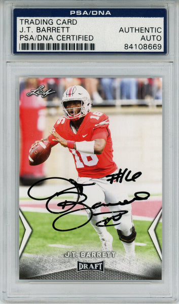 J.T. Barrett Autographed 2018 Leaf Draft Silver #26 Trading Card PSA Slab 43783