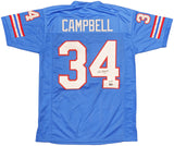 HOUSTON OILERS EARL CAMPBELL AUTOGRAPHED BLUE JERSEY BECKETT BAS QR 237061