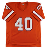 Mike Alstott "A-Train" Signed Orange Throwback Pro Style Jersey BAS Witnessed