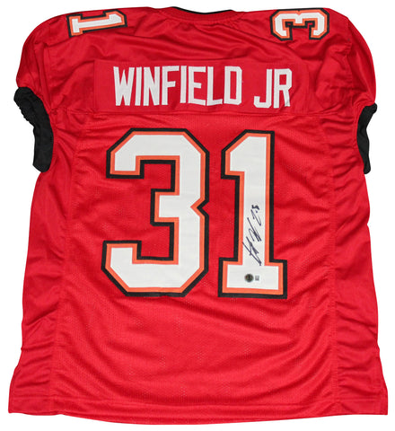 ANTOINE WINFIELD JR SIGNED TAMPA BAY BUCCANEERS #31 RED GAME CUT JERSEY BECKETT