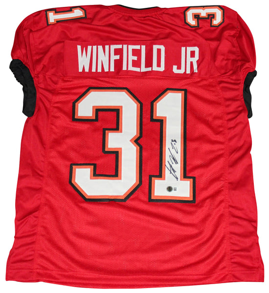 ANTOINE WINFIELD JR SIGNED TAMPA BAY BUCCANEERS #31 RED GAME CUT JERSEY BECKETT