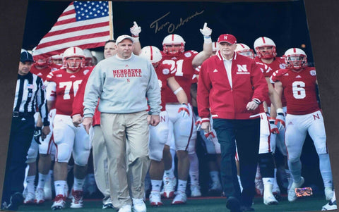 TOM OSBORNE AUTOGRAPHED NEBRASKA CORNHUSKERS TUNNEL WALK 16x20 PHOTO COA