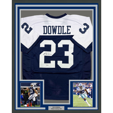 Framed Autographed/Signed Rico Dowdle 35x39 Dallas Football Jersey Beckett COA