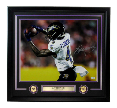 Zay Flowers Ravens Autographed 16x20 Photo Framed Beckett 184990