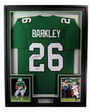 Saquon Barkley Signed/Auto Eagles Green Football Jersey Framed Beckett 194416