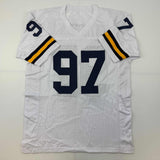 Autographed/Signed Aidan Hutchinson Michigan White Jersey Beckett BAS COA