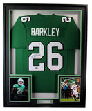 Saquon Barkley Signed/Auto Eagles Kelly Football Jersey Framed Beckett 193925