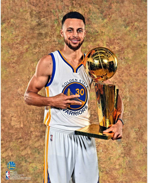Stephen Curry Golden State Warriors 2017 Finals Larry O'Brien Trophy 16x20 Photo