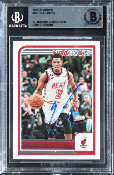 Heat Kyle Lowry Authentic Signed 2023 Hoops #36 Card BAS Slabbed