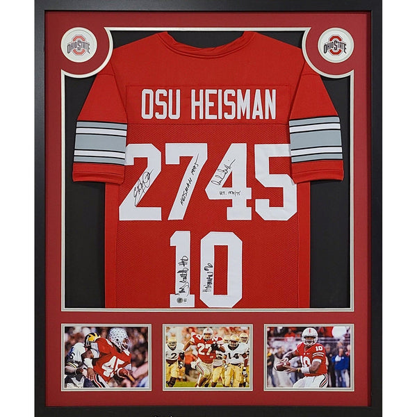 Ohio State Heisman Winners Autographed Signed Framed OSU Jersey BECKETT