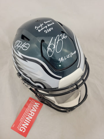 JALEN HURTS & SAQUON BARKLEY SIGNED EAGLES SPEEDFLEX HELMET MULTIPLE INSCRIPTION
