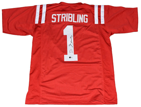 DE'ZHAUN STRIBLING SIGNED OLE MISS MISSISSIPPI REBELS #1 RED JERSEY BECKETT