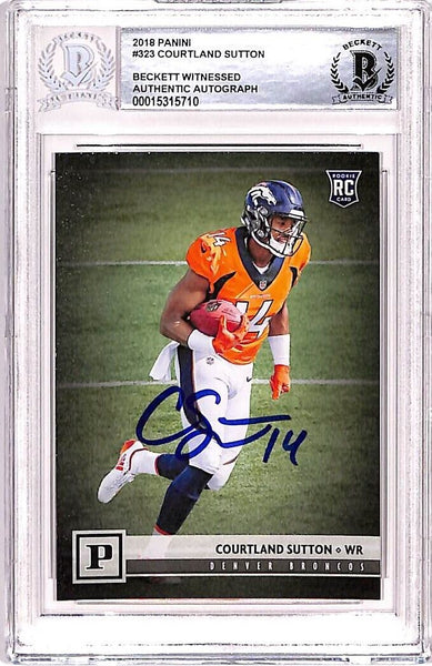Courtland Sutton Autographed 2018 Panini #323 Trading Card Beckett 38527