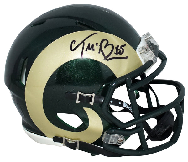 TREY McBRIDE AUTOGRAPHED COLORADO STATE RAMS SPEED MINI HELMET BECKETT