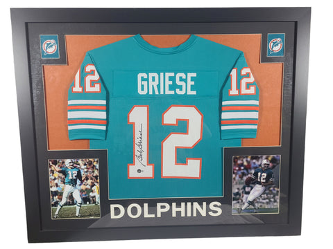 Bob Griese Signed Miami Dolphins 35x43 Framed Jersey (Beckett)2xSuper Bowl Champ