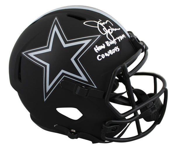Cowboys Jimmy Johnson "HBTC" Signed Eclipse Full Size Speed Rep Helmet BAS Wit