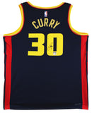 Warriors Stephen Curry Signed Navy Blue Nike 2024 City Swingman Jersey JSA