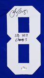 Amani Toomer Autographed Blue Pro Style Jersey w/SB Champs -Beckett W Hologram