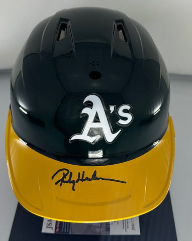 A'S RICKEY HENDERSON Signed Full Size Rawlings Baseball Rep Helmet AUTO - JSA