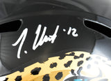 Travis Hunter Autographed Jacksonville Jaguars F/S Speed Helmet - Beckett W Holo