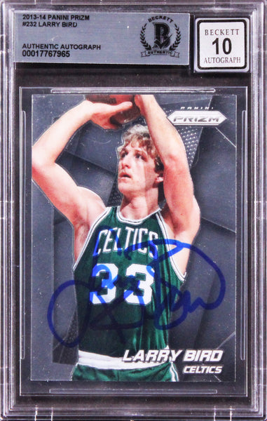 Celtics Larry Bird Signed 2013 Panini Prizm #232 Card Auto Graded 10 BAS Slabbed
